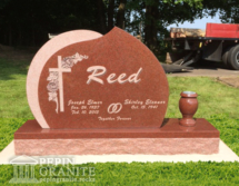 Upright headstone, base and urn from Pepin Granite in Barre, VT