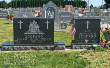 Upright headstone, base and urn from Pepin Granite in Barre, VT